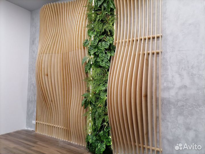 Декоративные панели и стены из дерева