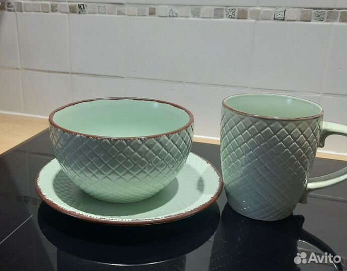 Чашка с блюдцем, тарелка, кружка