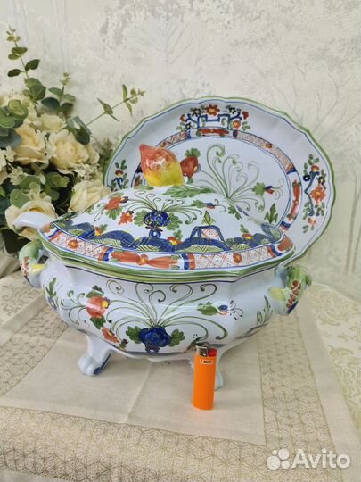 Набор огромная супница и блюдо. Италия