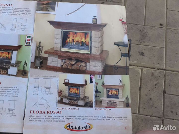 Облицовка для углового камина Flora Rosso