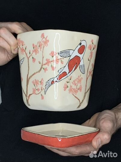 Кашпо для цветов керамическое ручной работы