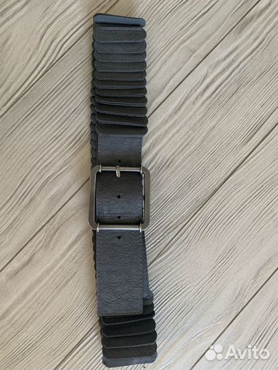 Кожаный безразмерный пояс на резинке антрацит