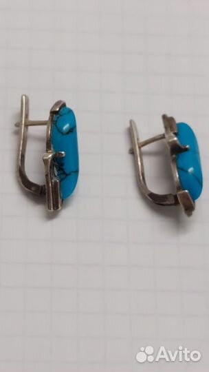 Серьги с бирюзой серебро
