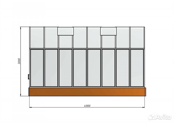 Теплица из стекла 2,6мх4,9м каркас