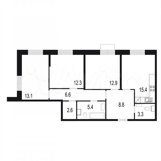3-к. квартира, 80,4 м², 2/25 эт.