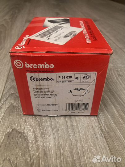 Тормозные колодки задние brembo P 86030 volvo