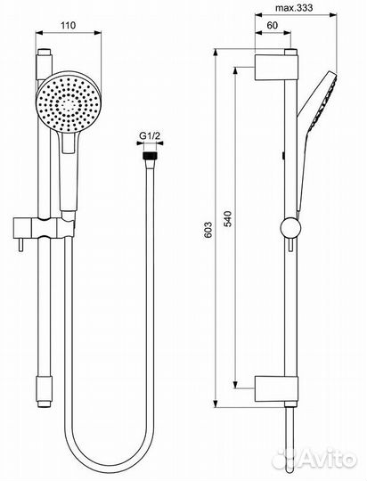 Душевой гарнитур Ideal Standard Ideal Rain Evo B2