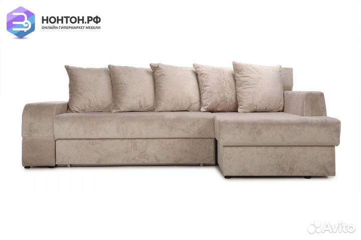 Диван угловой еврокнижка Марго бежевый