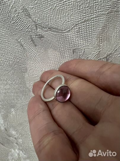 Кольцо розовая капля Pandora