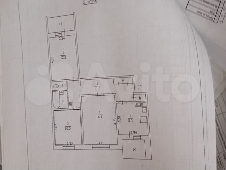Комната 10 м² в 3-к., 5/5 эт.