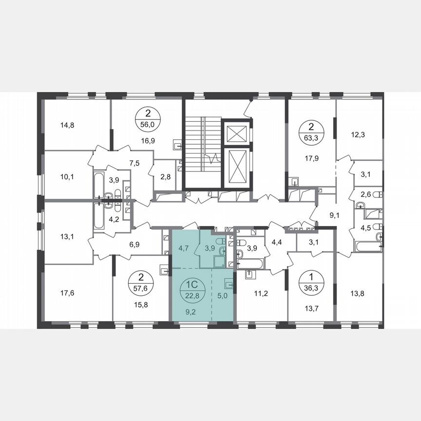 Квартира-студия, 22,8 м², 8/19 эт.
