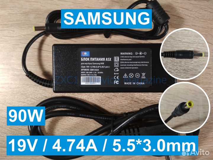 Блок питания samsung 90W 19V 4.74A 5.0*3.0
