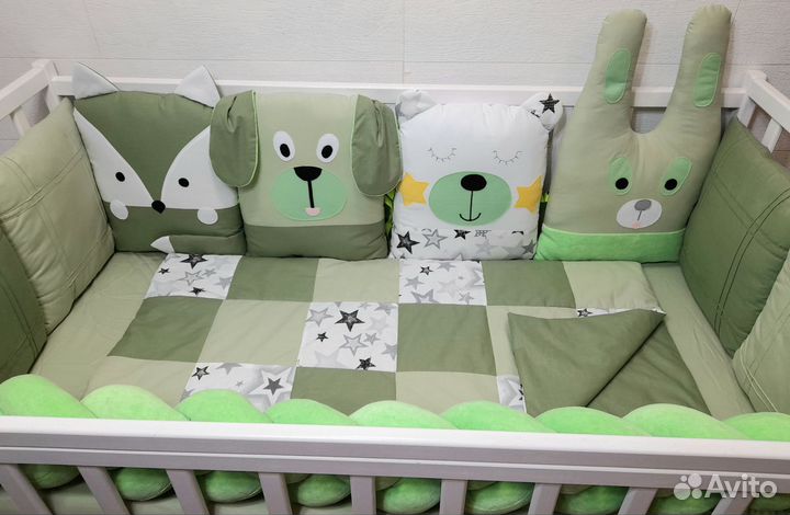 Бортики зверюшки в детскую кроватку