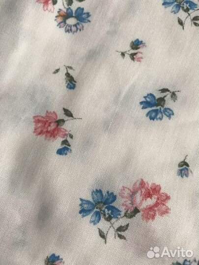 Хлопок винтажный, белый с цветами, ткань СССР