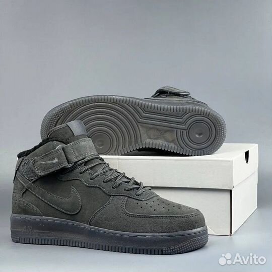 Nike Air Force 1 Mid Grey с Мехом