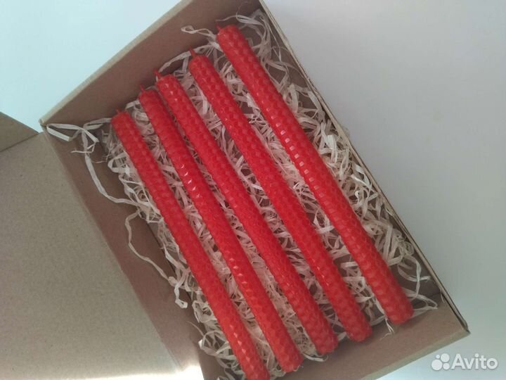 Свечи из вощины красные ароматические