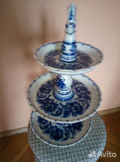 Ваза для фруктов, гжель, 53см