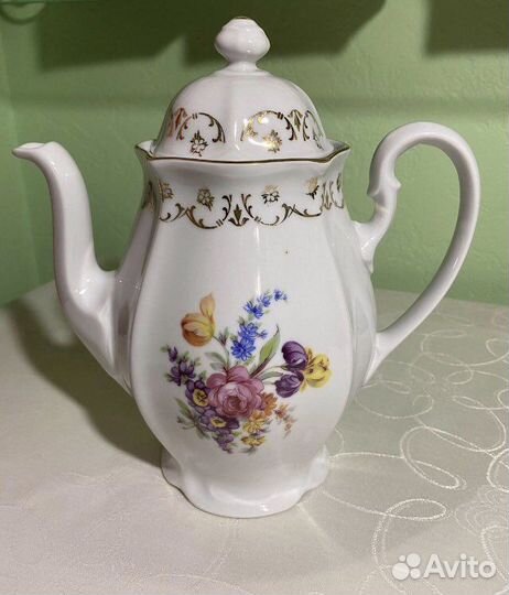 Заварочный чайник «Мейсенский букет» Богемия, чсср