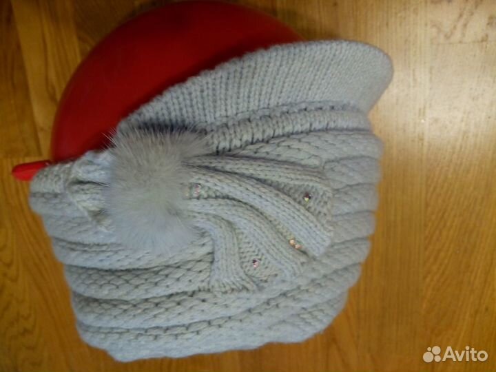 Шапка-кепка вязаная теплая
