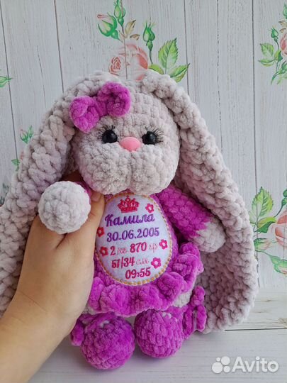 Плюшевые игрушки ручной работы с метрикой