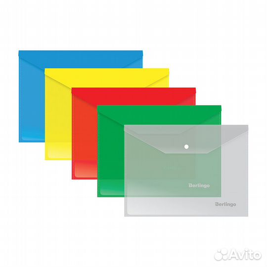 Папка-конверт на кнопке Berlingo,B5,180мкм,ассорти