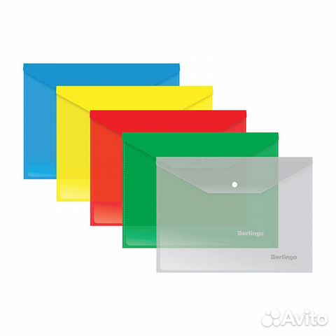 Папка-конверт на кнопке Berlingo,B5,180мкм,ассорти