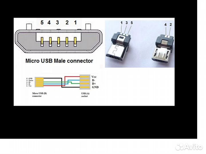Штекер микро USB (тип B)