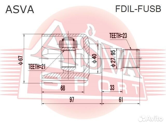 Шрус внутренний лев Ford fusion 21/23