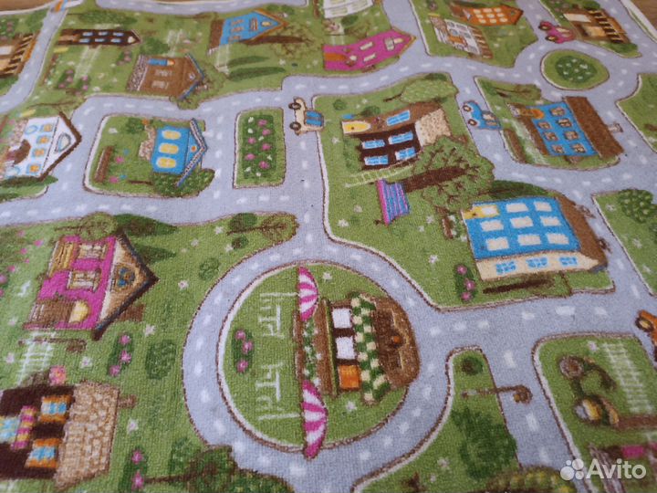 Детский коврик в 130*170, с домиками и дорогой