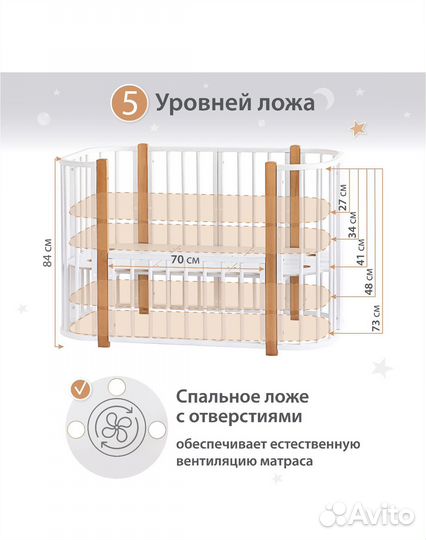 Детская кроватка трансформер 5 в 1