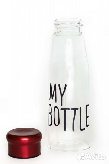 Стеклянная бутылка для воды 420 мл с чехлом