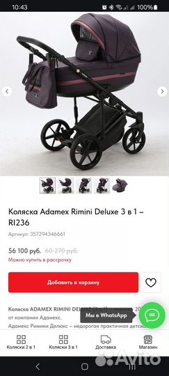 Коляска adamex 3 в 1 rimini бордовый