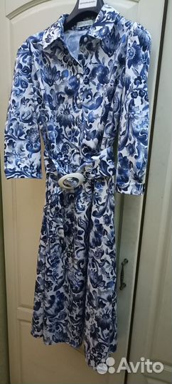 Платье белое с синим (гжель) Olivegrey