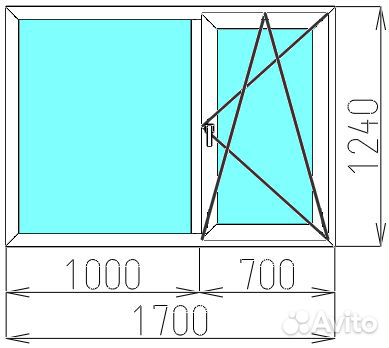 Пластиковое окно не бу, 1700х1240 мм