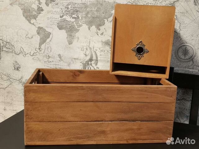 Коробки 2шт интерьерные деревянные для подарка