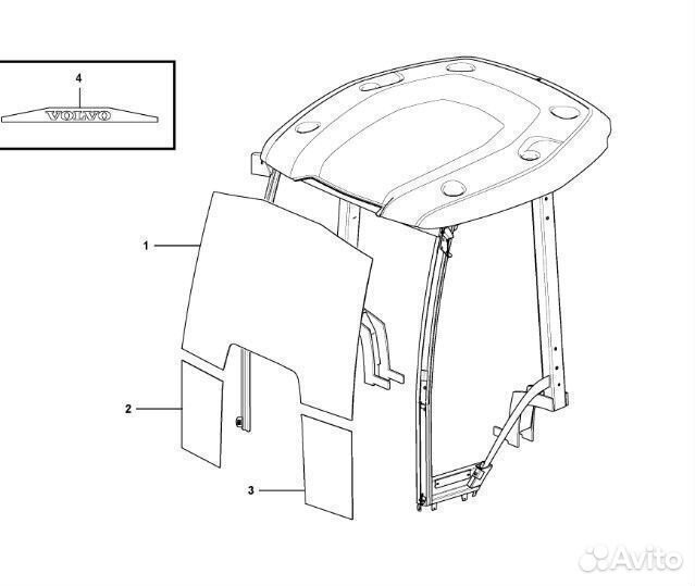 Стекло лобовое нижнее левое Volvo BL 61 71