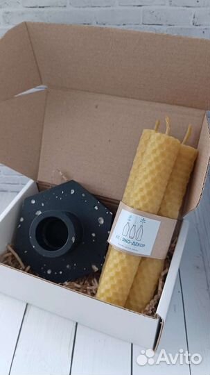 Набор подсвечник и свечи из вощины