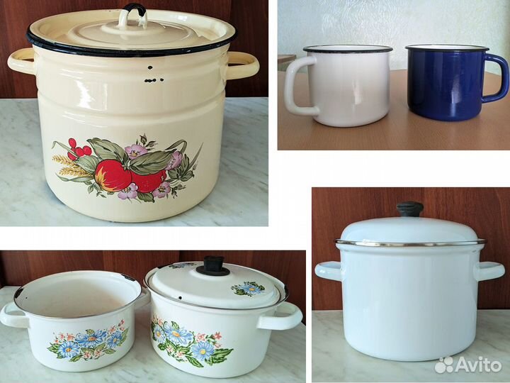 Кастрюли, кружки эмалированные 1л 3л 4,5л 10л