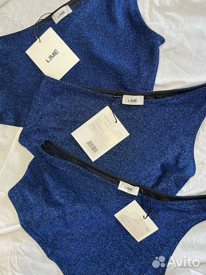 Топ Lime синий блестящий