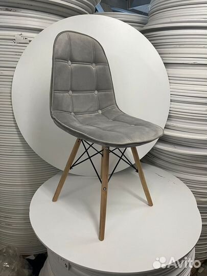 Стул кухонный мягкий Eames (Велюр) серый