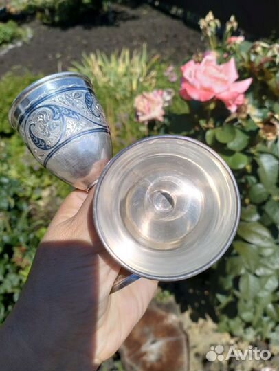 Серебрянная рюмка высокая проба 875 Кубачи