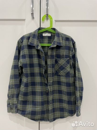 Рубашка Zara в клетку темно-зеленая для мальчика