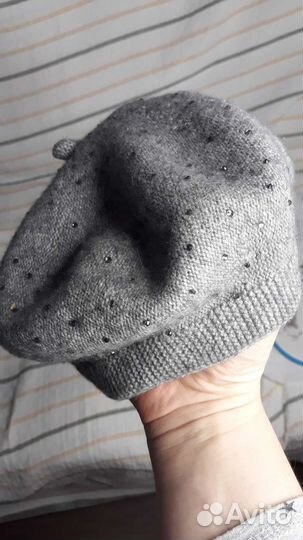 Шапка вязаная, берет из шерсти