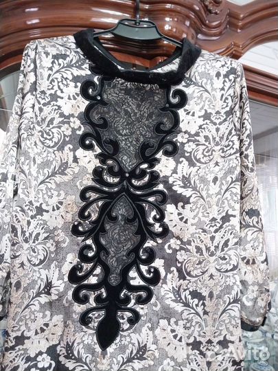 Шикарная блузка из шеска и бархата 50- 54р