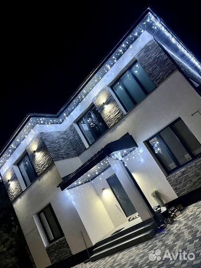 Украшение домов гирляндами, монтаж/демонтаж