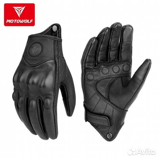 Мотоперчатки из натуральной кожи и текстиль