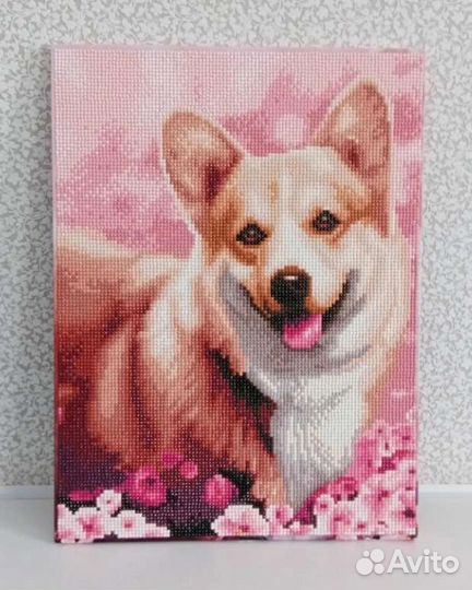 Алмазная мозаика на подрамнике 30*40 Корги