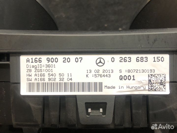 Щиток приборов AMG Mercedes ML63 w166