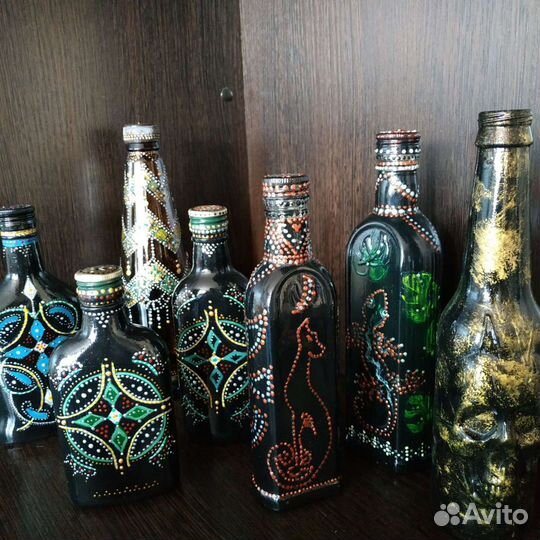 Бутылка декоративная, большие и маленькие