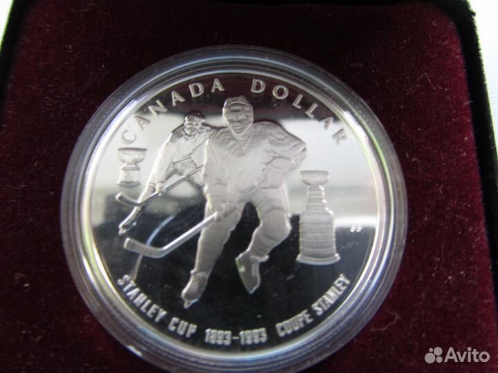 Монета доллар Канада 100 лет кубку Стенли (серебро
